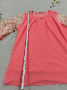 Peach Lace Sleeve Top