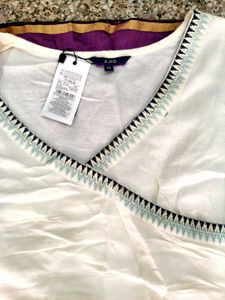 Elegant off white dress one piece with embroidery