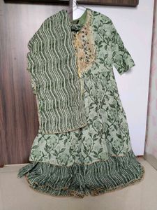 Green Floral Kurta Set