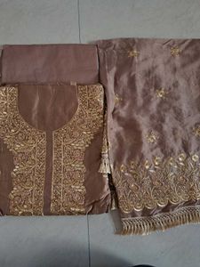 Brown 3pc Unstitched Set