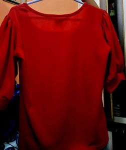 Red Puff Sleeve Top