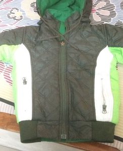 Green Puffer Hoodie Jacket Coat For Kids