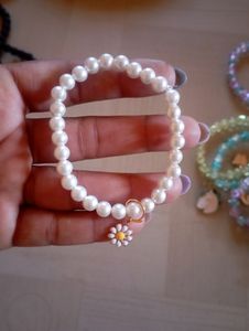 White Pearl Bracelet with Charm