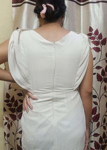 Cream Mini Dress with Flutter Sleeves