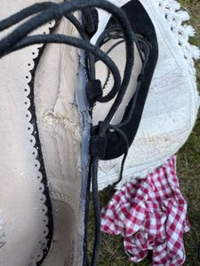Black Lace-Up Flats