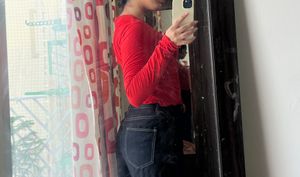 Red Long Sleeve Top