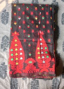 Elegant Black &amp; Red Saree