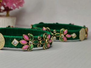 Green &amp; Pink Floral Bangles