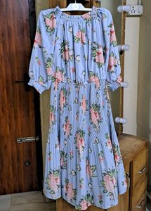 Floral Blue Midi Dress