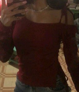 Maroon Off-Shoulder Top