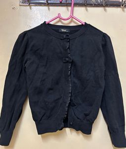 Black Woollen Shrug Coat