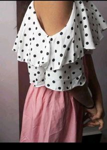 Polka Dot Top Pink Maxi Dress