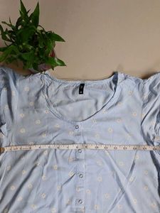 Blue Floral Tie-Up Top