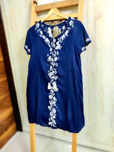 Blue Embroidery Work Top Size-34