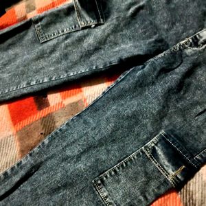 Trendy Acid Wash Cargo Jeans