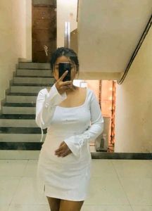 White Long Sleeve Mini Dress