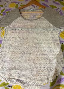 Beautiful Lace Top With Knit Sleeves