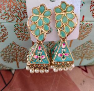 Floral Jhumka Earrings - Unused