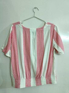 Striped Twist-Front Crop Top