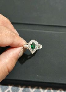 green pearl silver ring💍