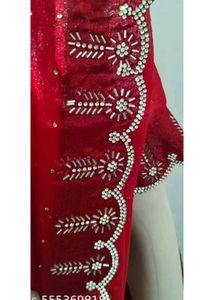 Elegant Red Saree with Embellishments
