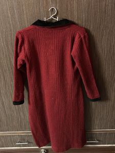 Vintage Maroon Tunic with Black Trim
