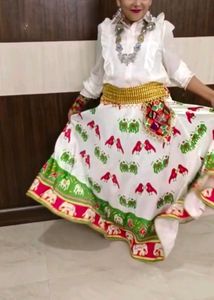 Navratri Satin Silk Printed Skirt