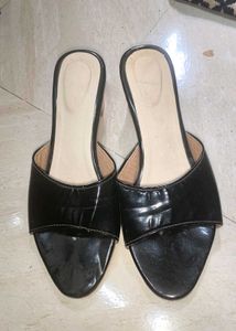 Black Heeled Mules - Size [Your Siz