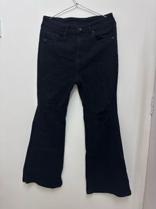 Black Flared Denim Jeans