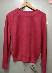Burgundy Ribbed Knit Sweater