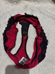 Red &amp; Black Lace Panty