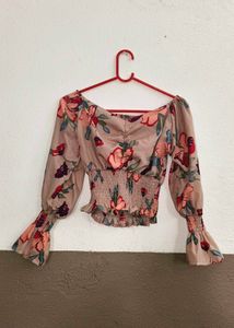Floral Print Smocked Top