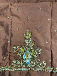 Brown Maggam Work Blouse Unstitched