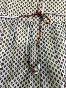 Tan and brown printed Kurti style top