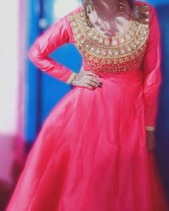 GORGEOUS 💞 PARTYWEAR GOWN OUTFIT IN HOT PINK ♥️ C
