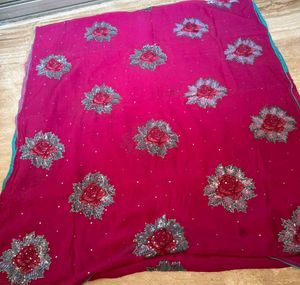 Pink Floral Saree