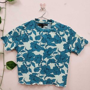 Fitted Floral Cotton Crop Top