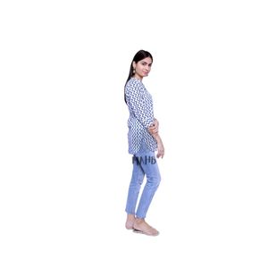 Blue Striped Shirt Kurti