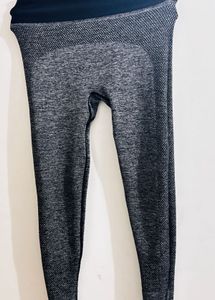 Marled Grey &amp; Black Activewear Leggings Yoga Pant