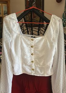 White Sheer Button-Down Top