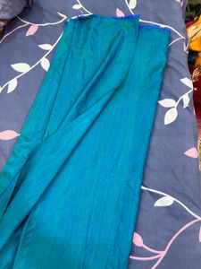 New Teal Blue Plain Saree