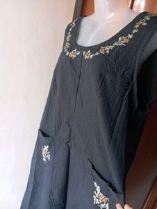 Embroidered Denim Dress