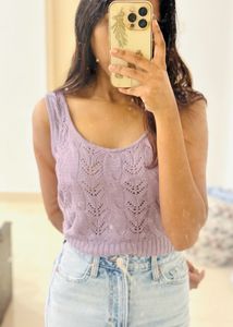 Nuon by Westside Lavender Knit-Textured Top