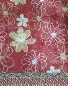 Kumkum Red Floral Light Weight Saree
