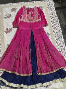 Pink & Navy Anarkali Dress