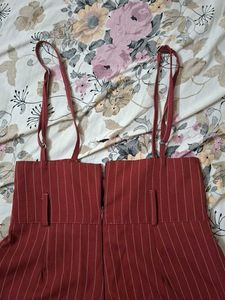 Red And White Capri Pants With High Waist