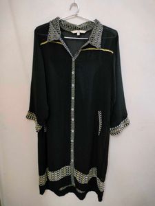 Black Patterned Long Kurta (Size L)