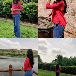 Dark Pink Colour T-shirt Cum Kurti For Girls
