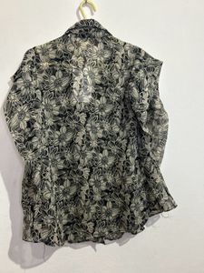 Floral Print Ruffle Sleeve Top