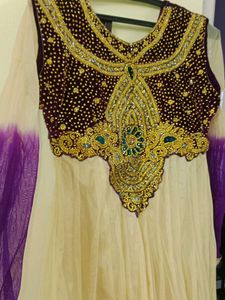 Elegant Ethnic Gown With Dupatta And Leggings